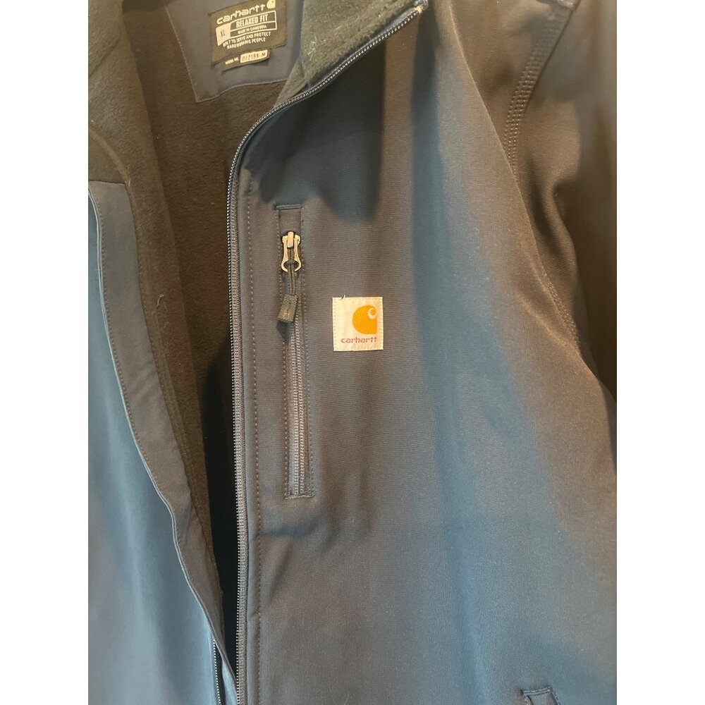 Carhartt Mens NWOT XL Rain Defender Soft Shell Jacket In Navy W Fleece Lining - Picture 3 of 11